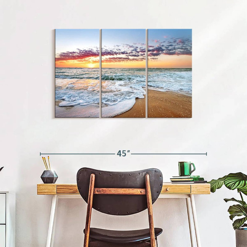 " Cancun Beach " 3 - Pieces, 24" H x 38" W x 1.25" D