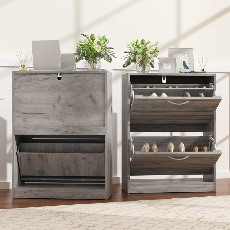 Armoire de rangement pour huit paires de chaussures, Gris clair