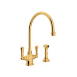 Georgian Era Two Handle Kitchen Faucet with Side Spray