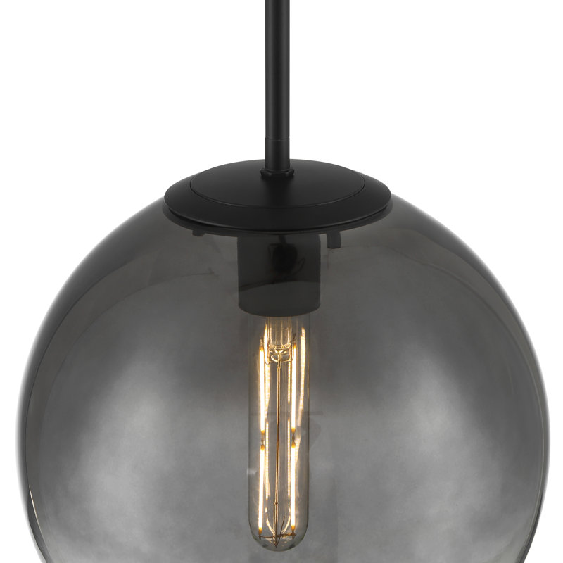 Luminaire suspendu en verre 9 po, Noir mat, Noir