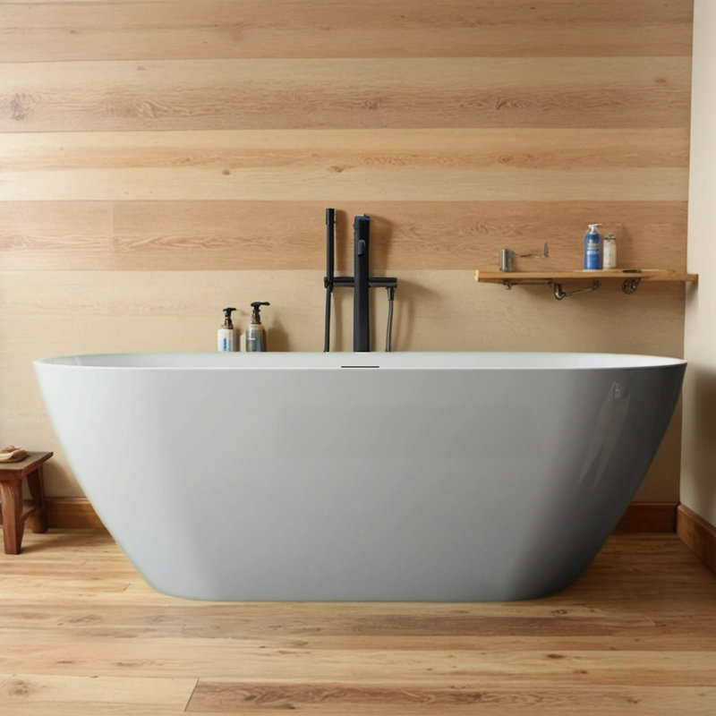 63.1'' x 28.81'' Freestanding Soaking Acrylic Bathtub