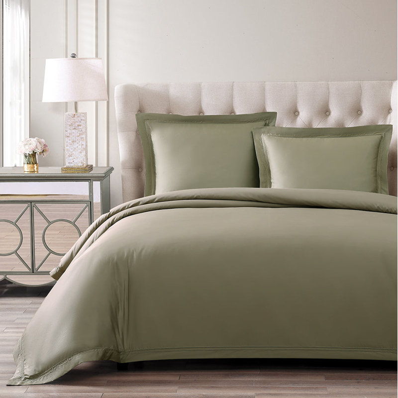 Yalda Egyptian Certified Cotton Modern 3 Piece Duvet Cover Set, Icy Blue, King Duvet Cover + 2 King Sham
