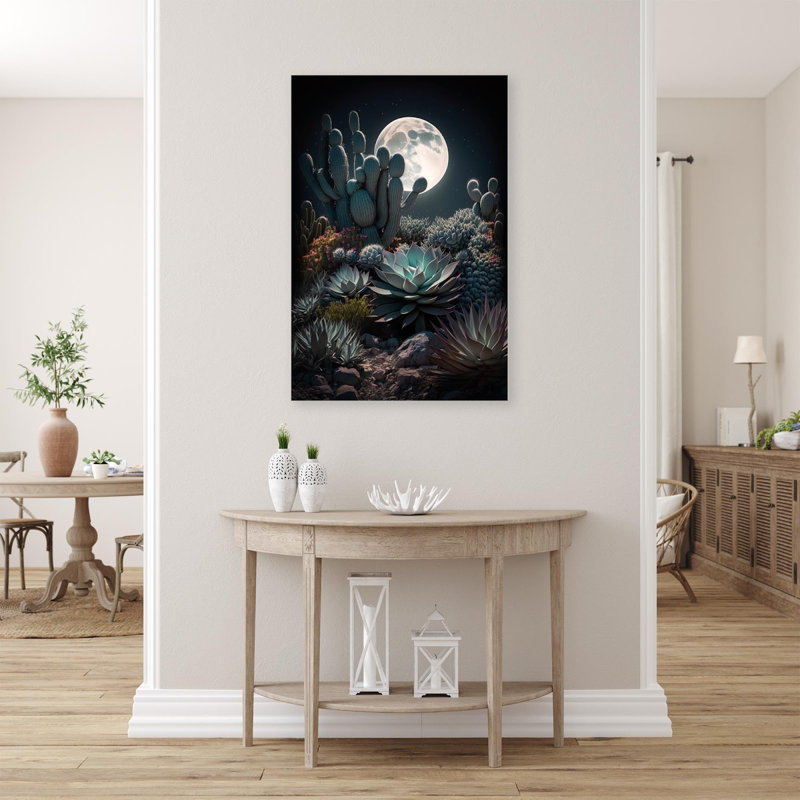 «Succulents Under the Mooonlight», impression sur toile tendue, H 14 po x l 11 po x P 1,25 po