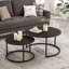 Ensemble de 2 tables basses gigognes modernes en similicuir avec base en métal-136943662