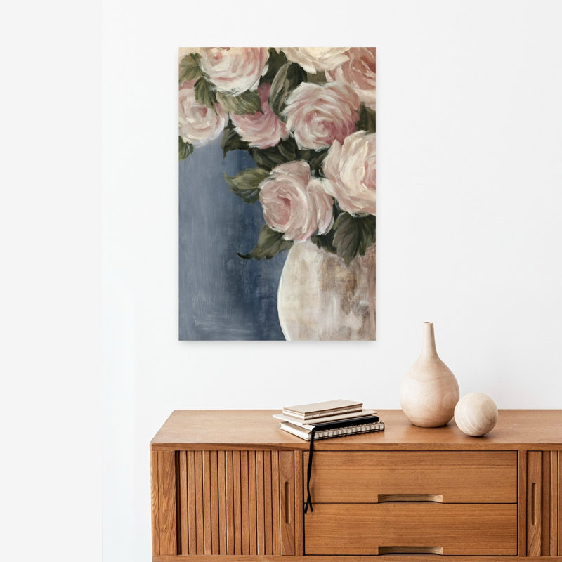 Art contemporain classique, rose romantique, H 24 po x l 16 po