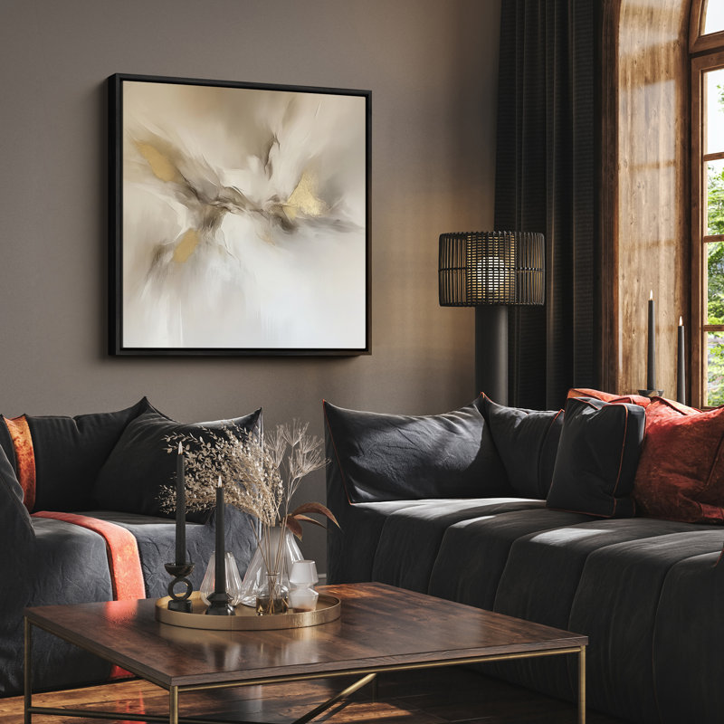 Art mural encadré abstrait rétro antique classique pour chambre à coucher, Noir, noir, noir, noir, H 16 po x l 16 po