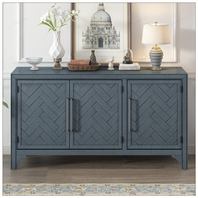 Designed Storage Cabinet Sideboard With MDF+Pine Veneer, Adjustable Shelves, Perfect For Living Rooms, Entrance, And Study Rooms.