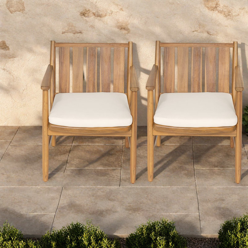 Pièce de chaises de patio confortables en bois d'acacia massif teck moderne pour la terrasse