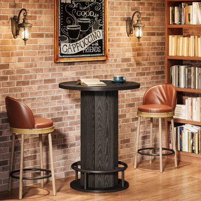 39.4" H Round Dining Table, Small Kitchen Bar Table with Footrest for  Dining Room, Pub, Bar