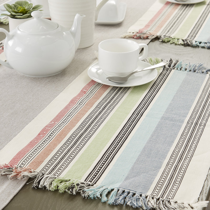 Mediterranean Stripe Multicolor Vinyl Placemat Set of 6