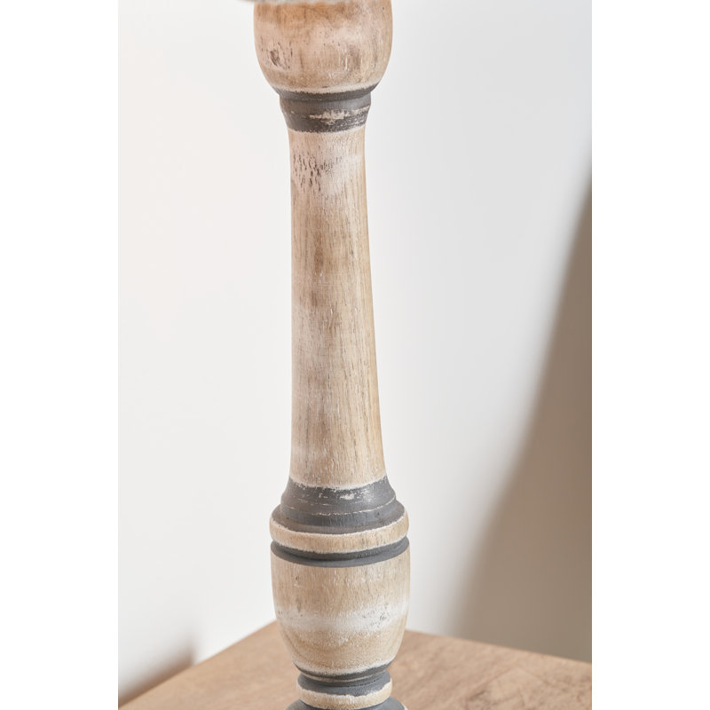 Beles Wood Table Lamp, Poly-Blend, White, Grey
