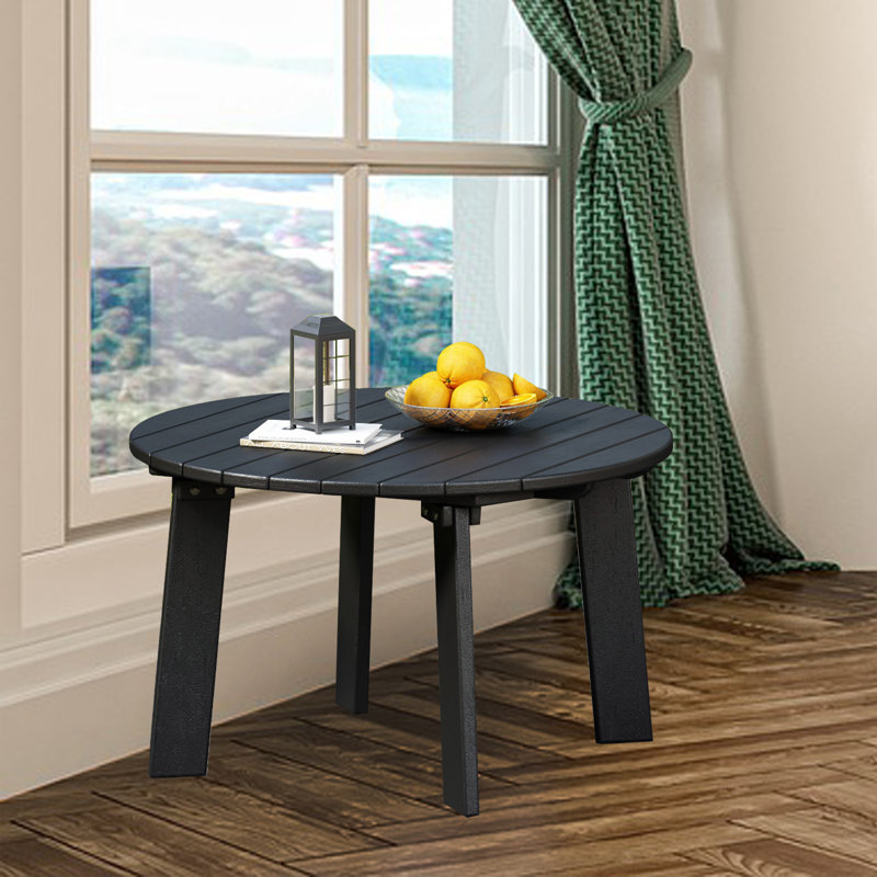 Round High-Density Polyethylene (HDPE) Outdoor Coffee Table, Black