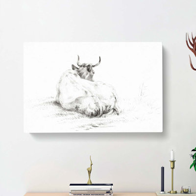 Rear Of A Lying Cow by Jean Bernard - Wrapped Canvas Print