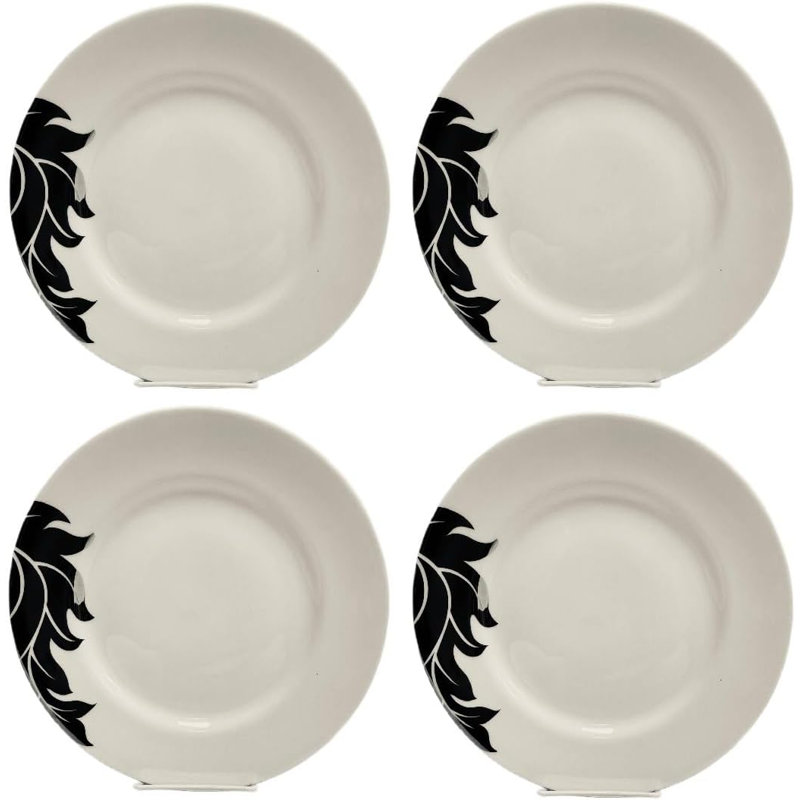 Ensemble de 4 assiettes décoratives en osier noir et blanc 10,75 po Victoria Bella