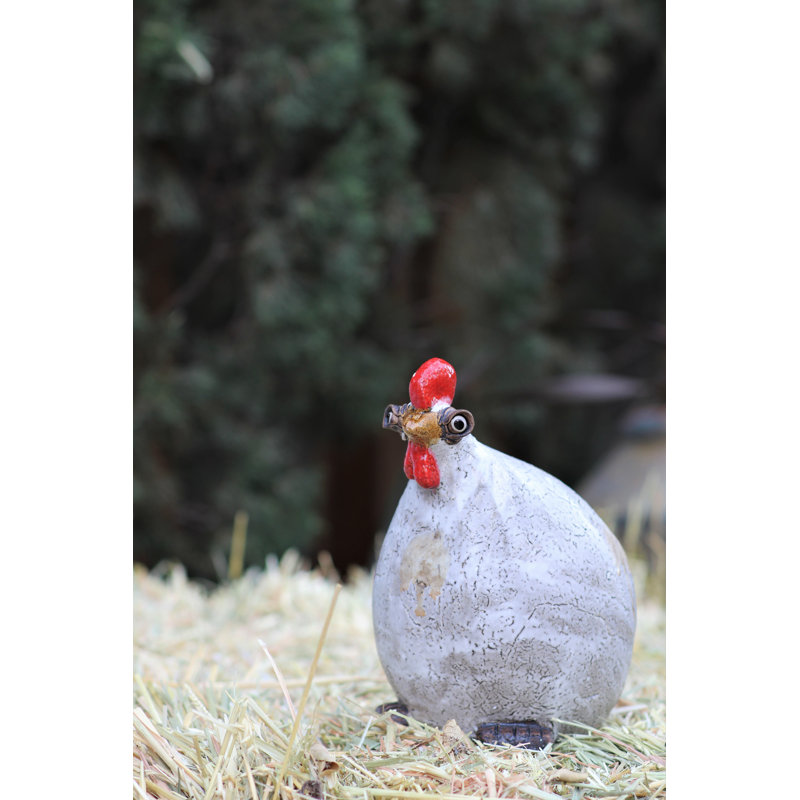 Chicken Dough Glazed Ceramic Garden Statue, Size B