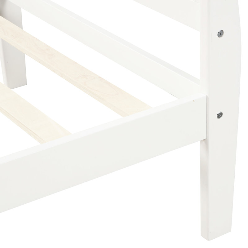 Lit plateforme simple en bois massif blanc avec tête de lit