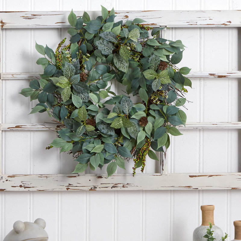 Faux Fittonia Polyester 23'' Wreath