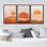 Sun And Moon " Rising Shining Orange Sun Desert Valley " 3 - Pieces