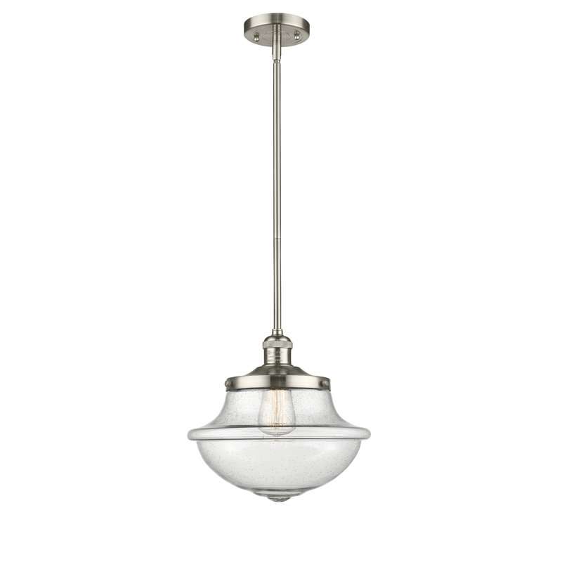 Luminaire suspendu simple à 1 lumière Baptiste, Ampoule DEL 6 watts rétro, Grainé, Nickel poli