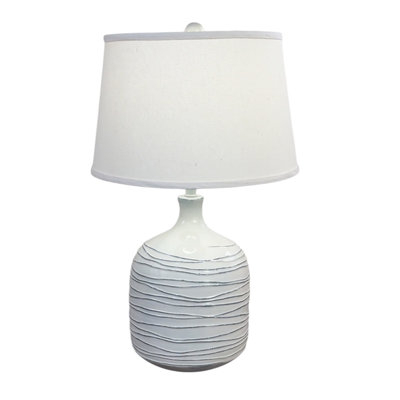 Wide Table Lamp with Horizontal Lines