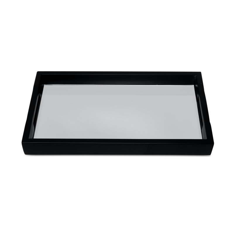Plateau miroir rectangulaire,  L 12 po x l 7 po x H 1,25 po, Noir, noir, noir, noir
