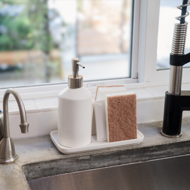 White Ceramic Soap Dispenser with Brushed Nickel Pump