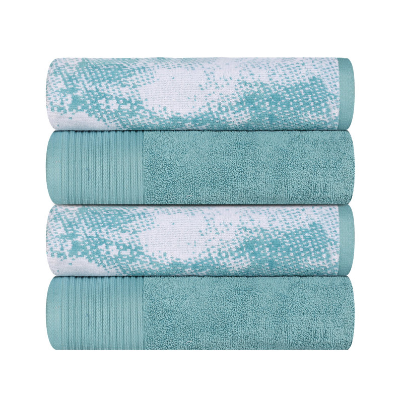 Serviette de bain solide en marbre 100% coton 4 pièces Kreager 500 GSM, Sarcelle, Serviettes de bain - paquet de 4