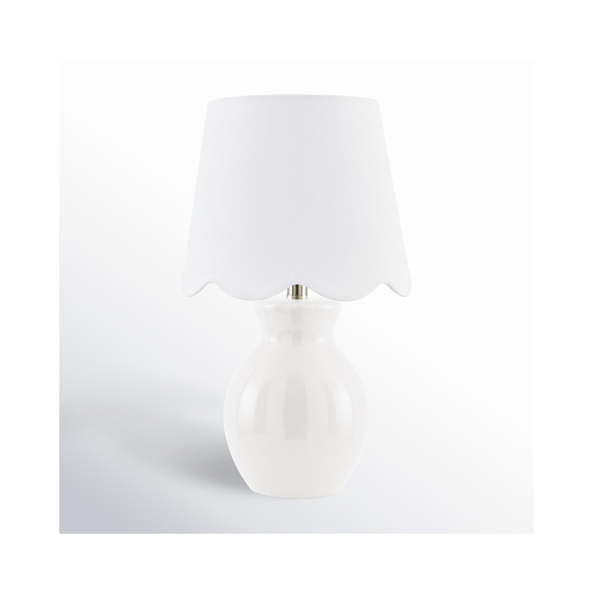 Momsen Scallop Shade Lamp, White Twill, 15"" H x 8"" W x 8"" D, White