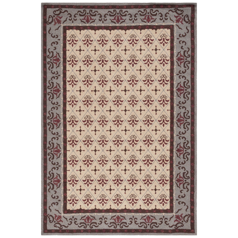 Taran Hand Hooked Performance Floral Rug, Rectangle 6' x 9'