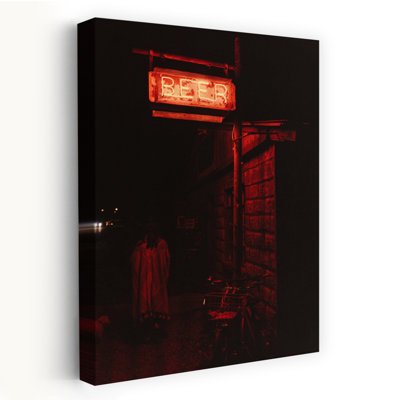 Marfa Night Vibes Contemporary Dog Architecture Portrait Wall Art Print 1 Piece Wrapped Canvas Wall Art