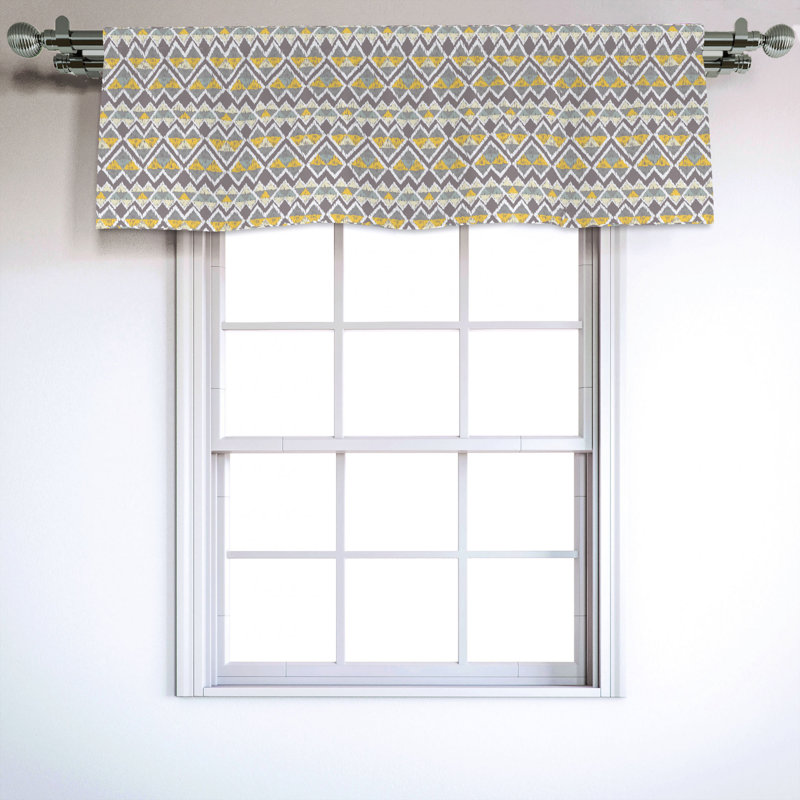 Sateen Geometric Ruffled Window Valance