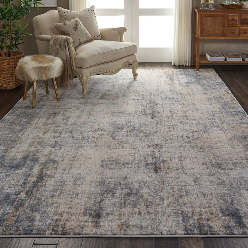 Beige Rug, 10Mm Thick Abstract Stain Resistant Rug, Luxurious Modern Rug For Bedroom, & Dining Room, Rectangle 120 x 180 cm