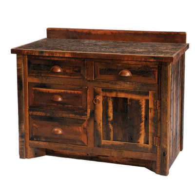 Fireside Lodge Barnwood Vanity - 4-foot - Barnwood Edged Laminate Top - Sink Center