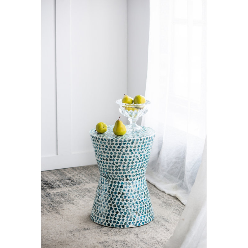 Table fuselée, tabouret d'appoint bleu - bord de mer avec incrustation, style de table