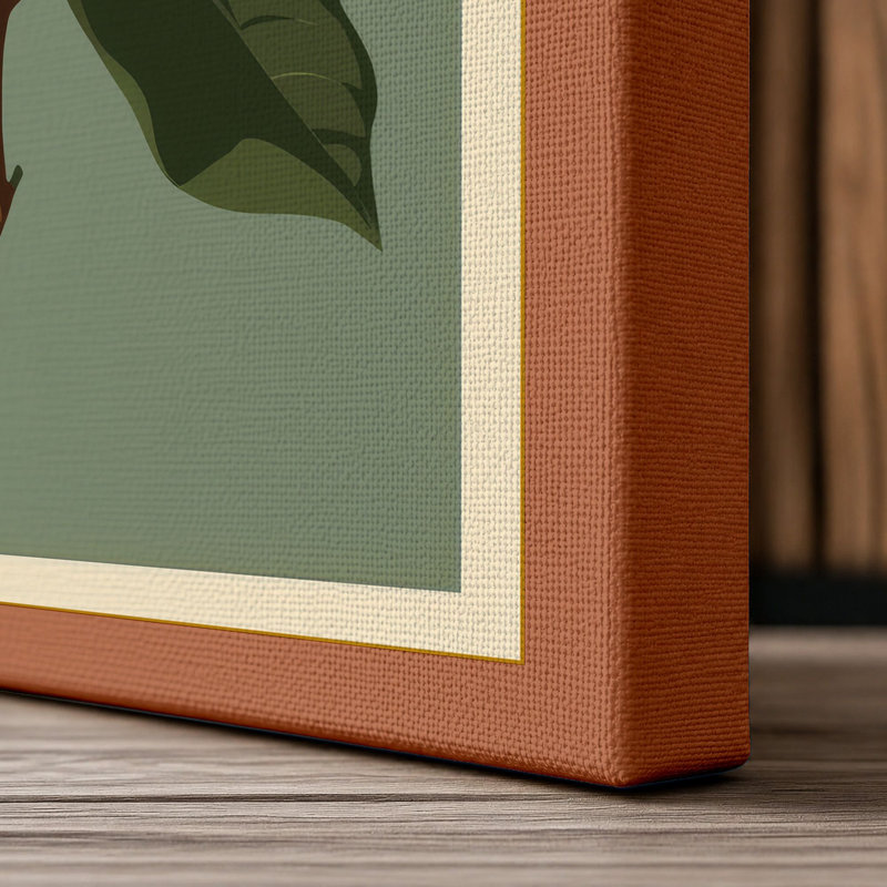 Magnolia in Bloom Botanical - Wrapped Canvas, 24x16 - 61.0 x 40.6 cm, Terracotta Border