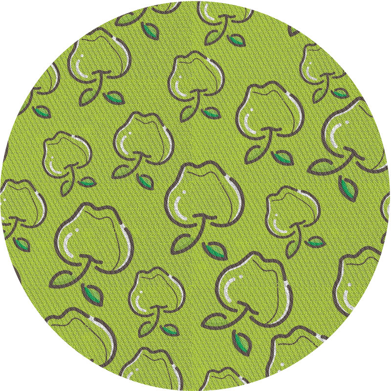 Tapis vert/noir à motifs, Rond 4 pi