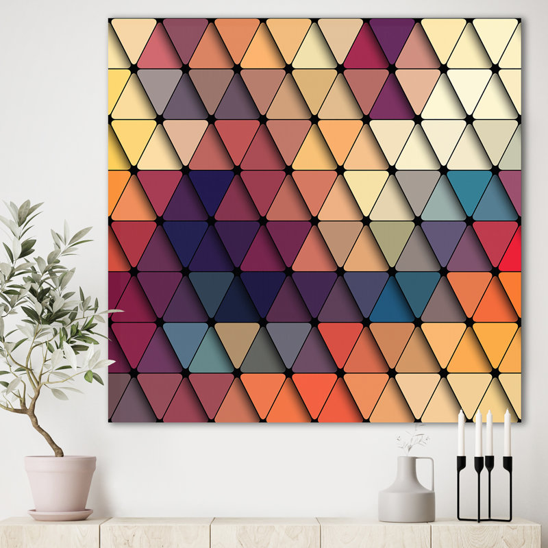 « 3D géométrie en forme de losange en bleu, orange, mauve », impression sur toile, H 16 po x l 16 po x P 1 po
