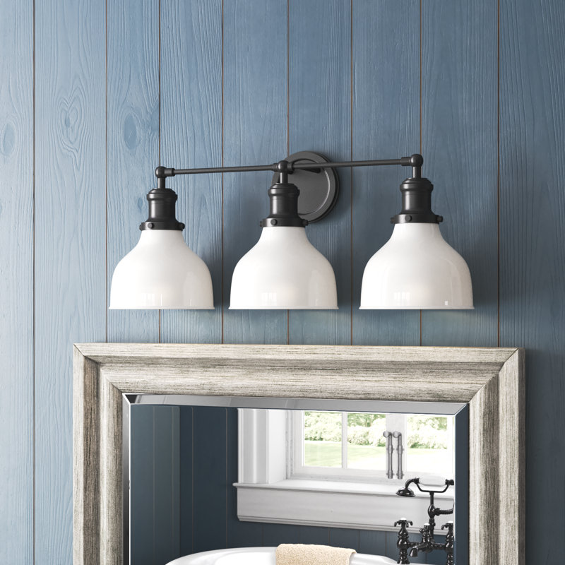 Zephyr 3 Light Frosted Dimmable Vanity Light, White, Charcoal