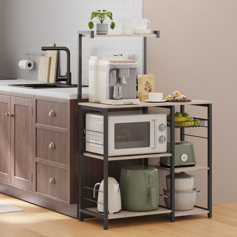 35.4'' Standard Baker's Rack with Microwave Compatibility, Light Brown