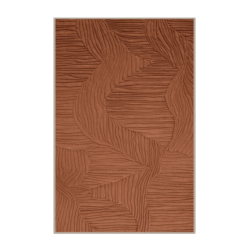 Machine Washable Abstract Brown Area Rug, Runner 2' x 5'