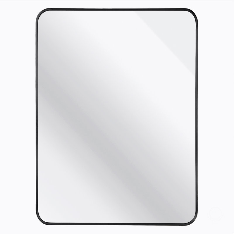 30X40 Inch Metal Framed Rectangular Bathrrom Mirror, 40" x 30", Black, Rectangle
