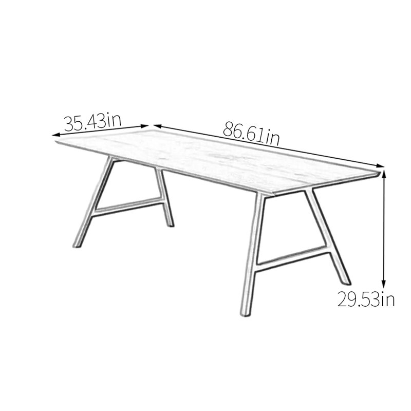 Rectangle ash wood dining table, 29.53"H x 86.61"L x 35.43"W