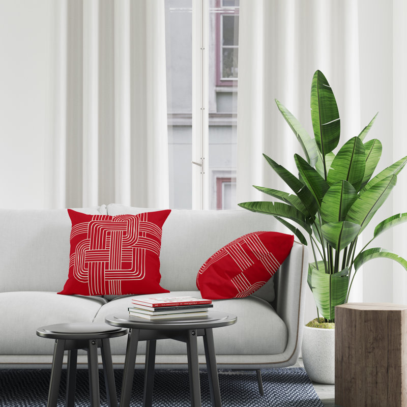 Jeté carré en polyester intérieur / extérieur, L 17 po x H 17 po, Rouge