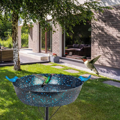 Outdoor Garden Bird Bath Metal Birdbath With Stable Stakes Bird Feeders