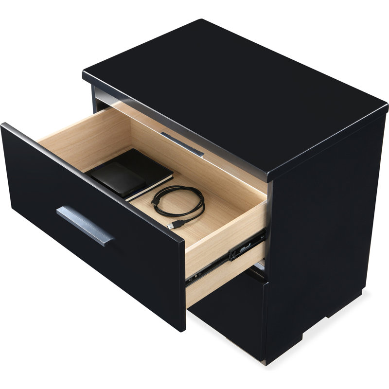 Darren Belmont Finch 2-Drawer Nightstand, Black