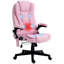 Fauteuil de bureau à 6 points de massage vibrant avec chaleur, fauteuil de bureau en lin à haut dossier avec dossier inclinable, télécommande pour accoudoirs rembourrés-970426253