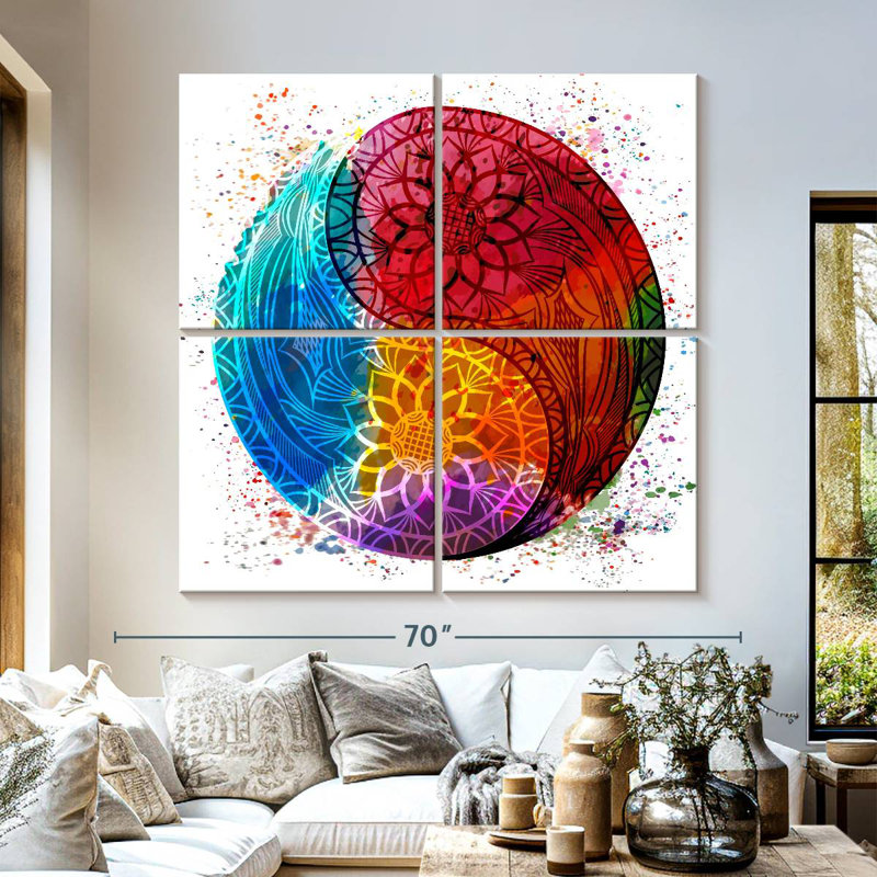 Symbole Kerrick du Yin Yang coloré, H 57 po x l 57 po
