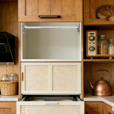 Aluminum Cabinet Lift-Up Hinges with 250N Pneumatic Struts, Adjustable Upward Opening Hardware for Kitchen Storage