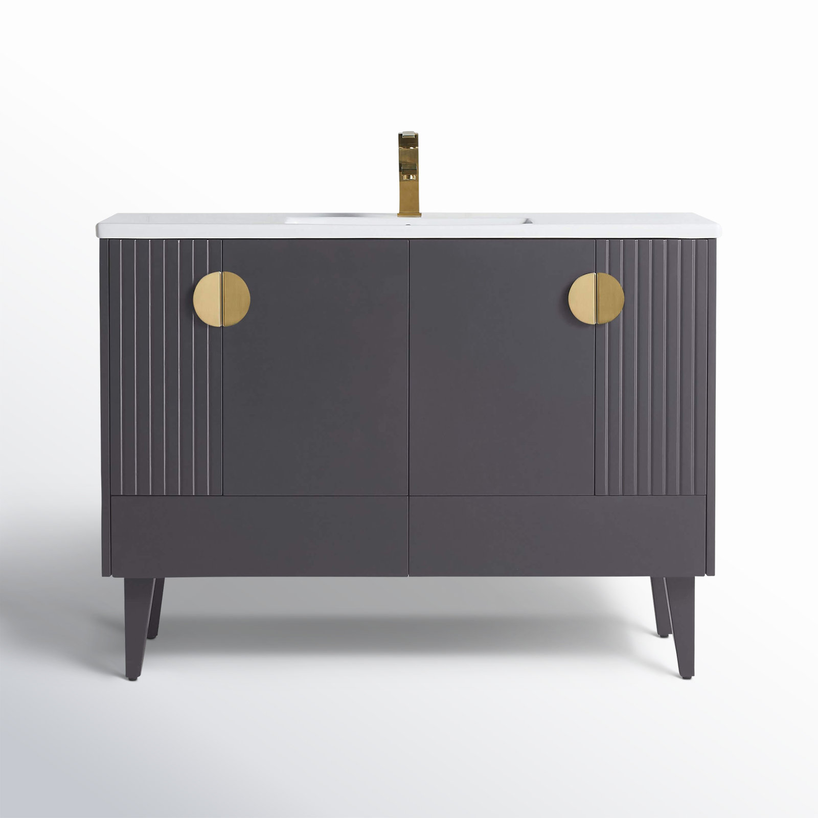 Saimah 48'' Single Bathroom Vanity, Rock Gray, Satin Brass
