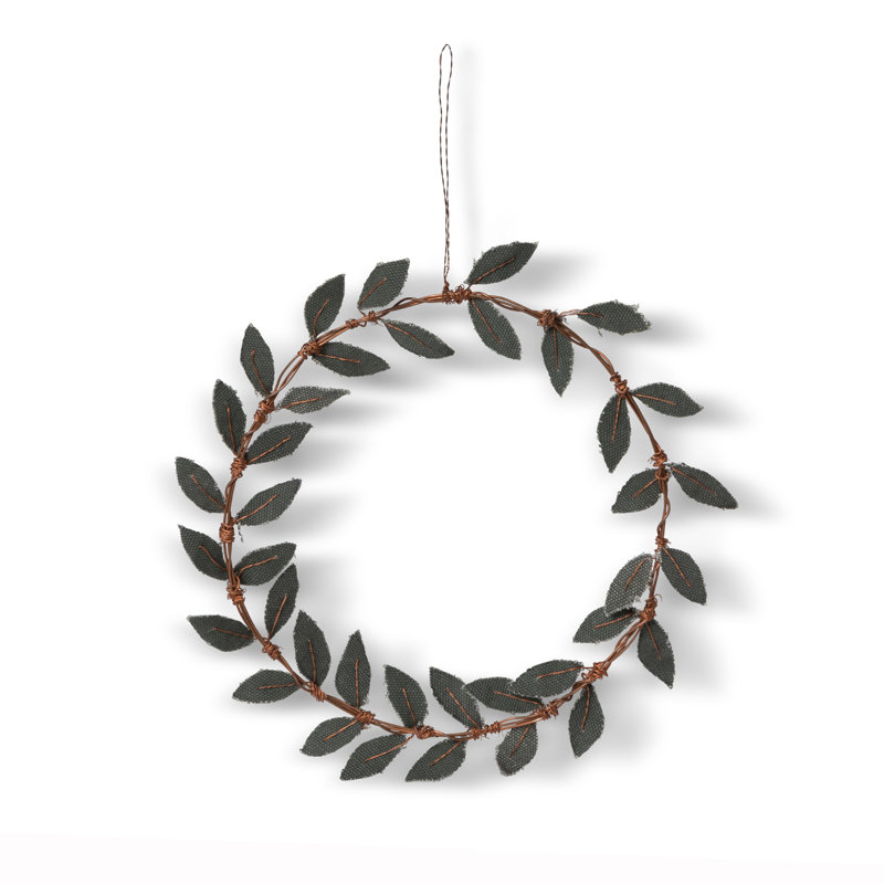 Upcycled Tent Canvas Olive Mini Leaf Wreath